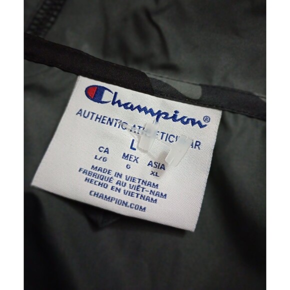NWT Champion Lightweight Black/Grey Camo Waterproof Windbreaker Jacket Size L - Picture 5 of 12